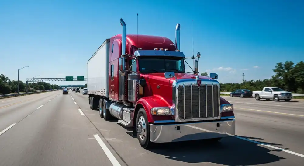 1776113663398 a massive commercial 18 wheeler semi truck driving