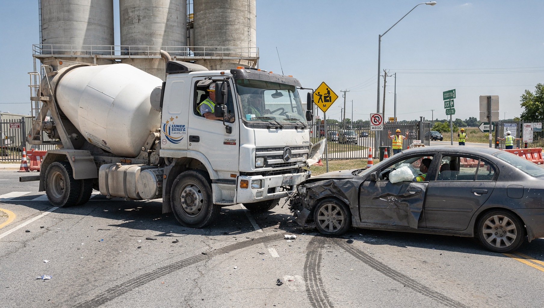 Cement plant exit truck accident