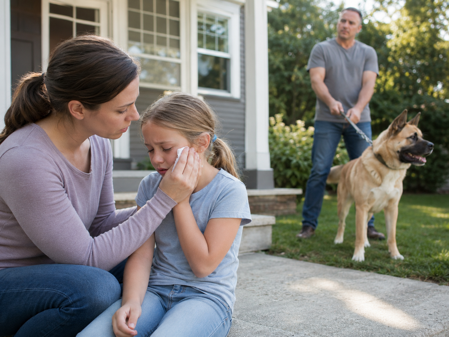 Child dog bite injury at home