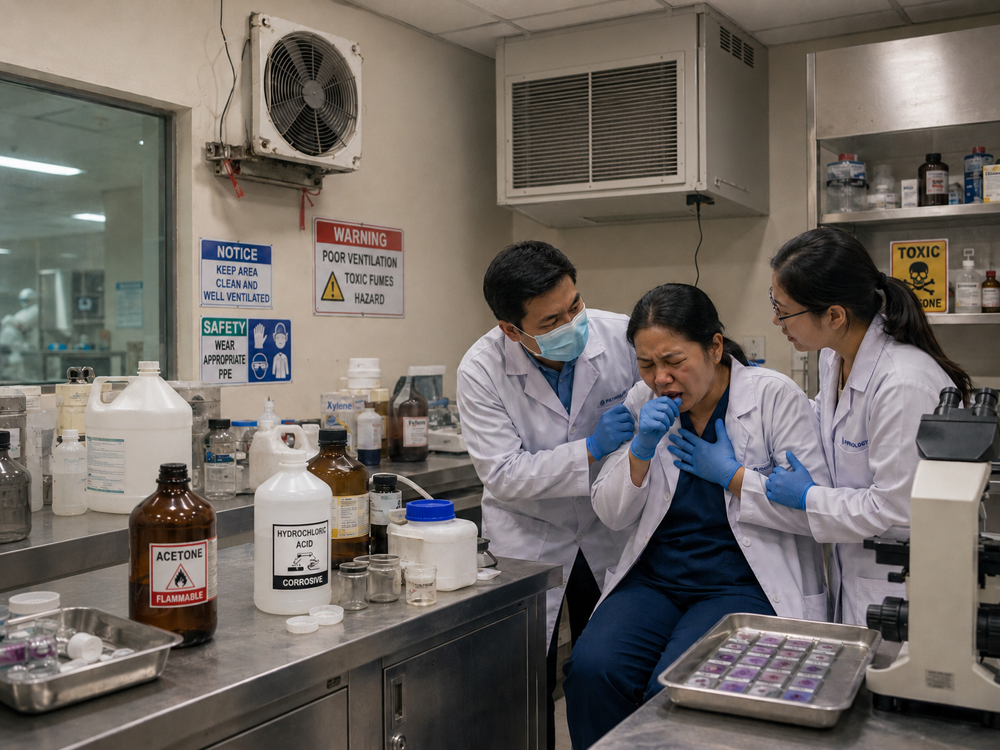Hospital lab toxic chemical exposure