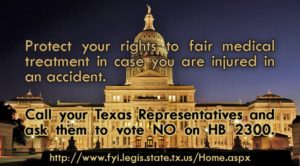 Proposed Texas HB 2300 Bill Could Leave Accident Victims Penniless And In Terrible Health